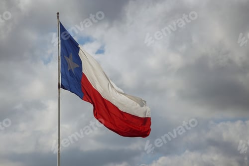Preview: Texas State flag on the pole waving in the wing