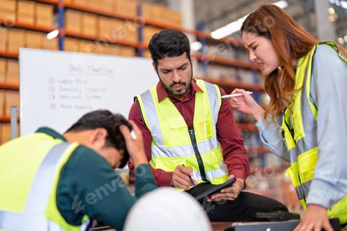 Preview: Group of worker in the warehouse factory