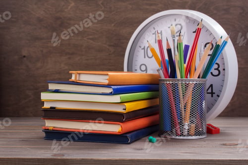 Preview: notepad or paper notebook at wooden table