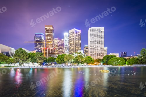 Preview: Los Angeles, California, Usa Downtown Skyline At Night.