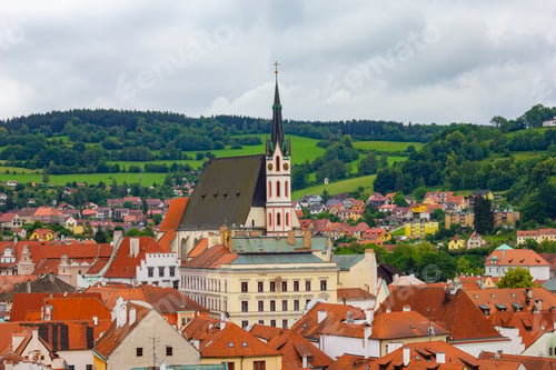 Preview: View on panorama of city Cesky Krumlov,Unesco heritage,Czech republic