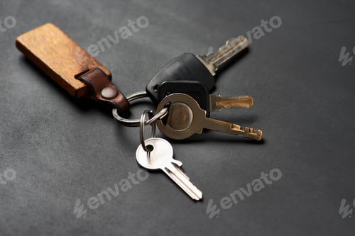 Preview: The bunch of keys on the black floor