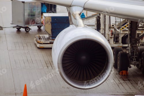 Preview: Engine a middle size plane at the airport on loading aircraft at the International Airport