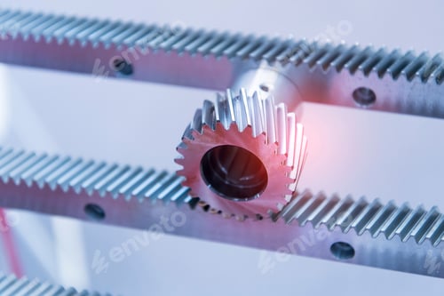 Preview: Steel Gears And Rolling Bearing. Gear. Abstract Industrial Background.