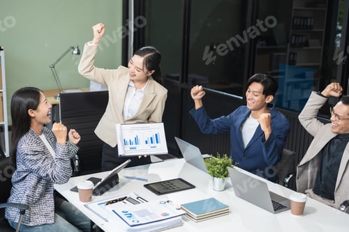 Preview: Business team working on a project in the office or reviewing and discussing a business project.
