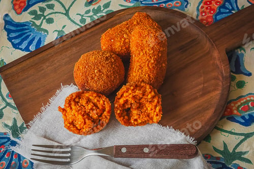 Preview: Delicious Fried Foods Arranged on a Wooden Board