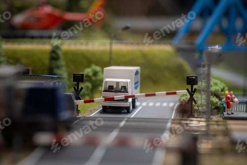Preview: A layout on the scale of urban objects, a railway and various transport