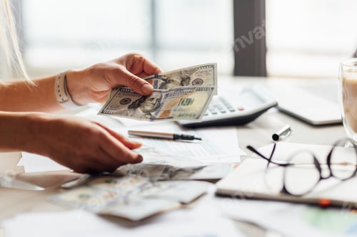 Preview: Business woman professional counting income tax, personal finance or has remote work from home