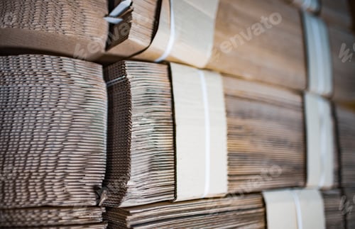 Preview: Close-up large cardboard piles lie on top