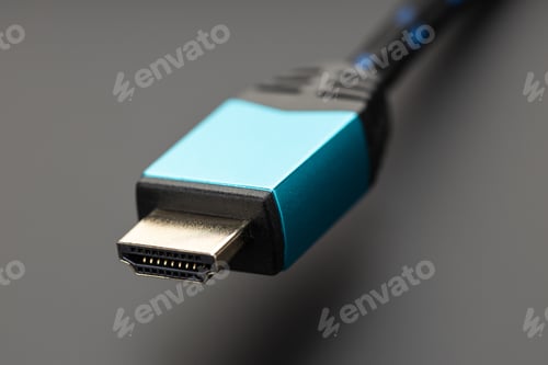 Preview: HDMI plug on black background