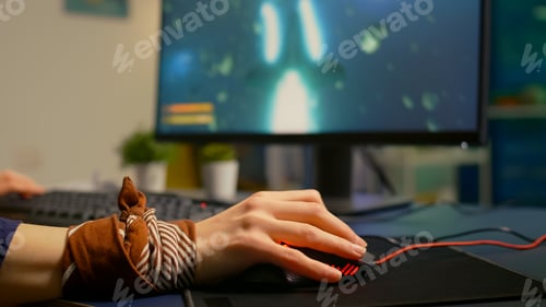 Preview: Close up of professional mouse in gaming home studio