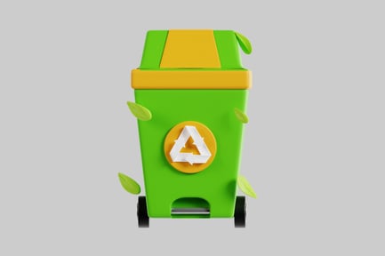 Preview: Green recycling bin with leaves