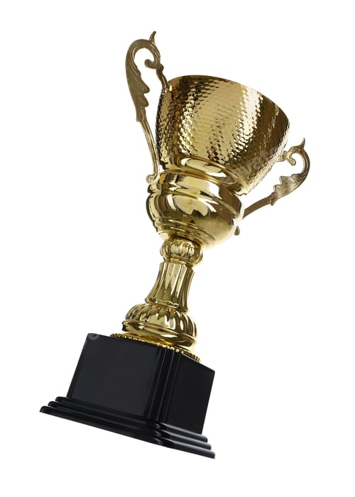 Preview: Shiny gold cup on white background. Winner's trophy