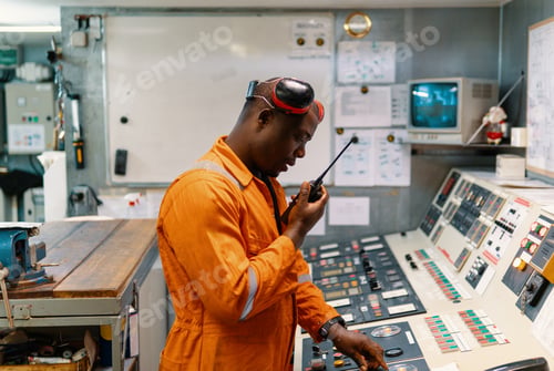 Preview: Marine engineer officer working in engine room