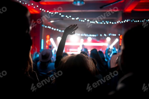 Preview: Photo of many people enjoying rock concert in nightclub