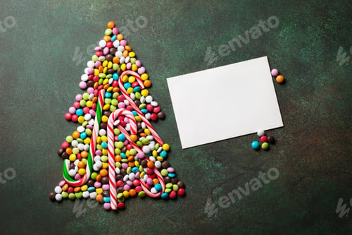 Preview: Candy christmas tree shape and greeting card