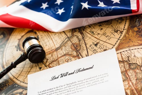 Preview: Lawyer with his gavel certifies the testament and last wills of a client.