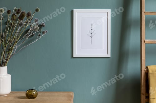 Preview: Stylish and creative composition of modern living room interior design.