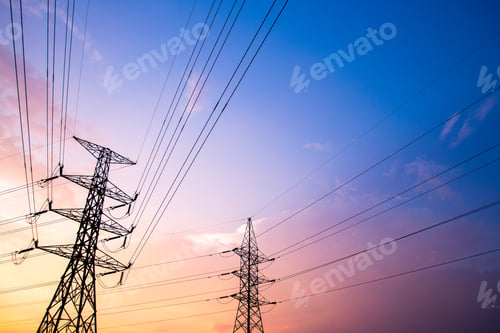 Preview: silhouette of high voltage electrical pole structure