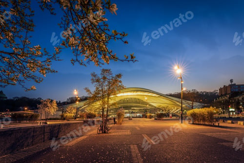 Preview: Scenic view of the beautiful exterior of the Liege-Guillemins railway station in Liege, Belgium