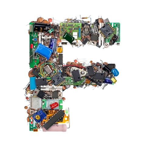 Preview: Letter F made of electronic components