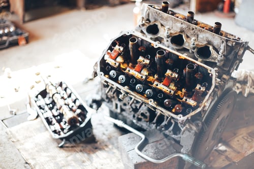 Preview: auto engine in garage