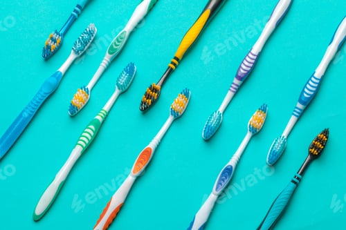 Preview: Toothbrushes on blue background