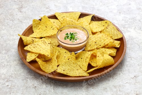 Preview: tortilla chips with karashi mentaiko(spicy pollack roe) dip