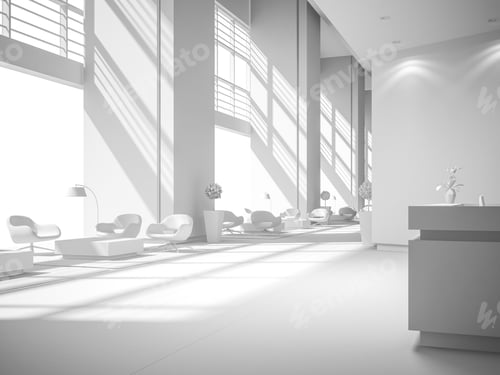 Preview: white interior design 3D rendering