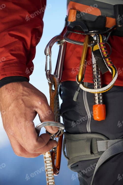 Preview: Safety harness worn by mountaineer