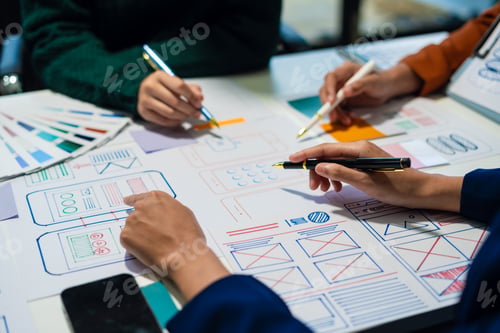 Preview: ui designer brainstorming about mobile app interface wireframe design
