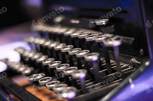 Preview: Closeup shot of a black typewriter