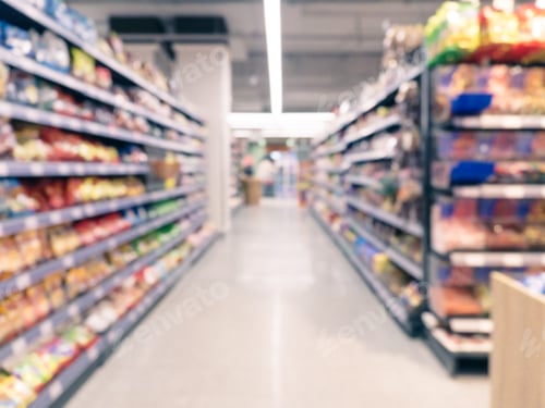 Preview: blurred supermarket aisle