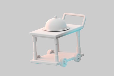 Preview: White serving cart with dome