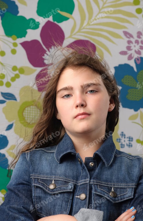 Preview: Portrait of girl with flower wallpaper