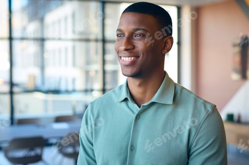 Preview: Portrait Of Smiling Businessman Standing In Empty Office
