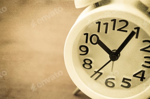 Preview: Alarm Clock On The Table In Vintage Color Style