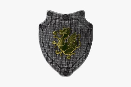 Preview: Checkered shield emblem with golden dragon motif