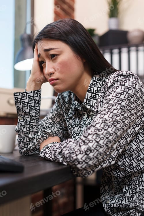 Preview: Marketing company worker stressed about business financial problems and poor management