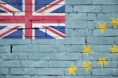 Preview: Tuvalu flag is painted onto an old brick wall