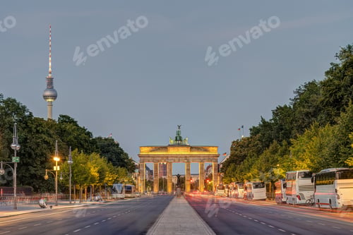 Preview: The Brandenburg Gate and the TV Tower at dusk