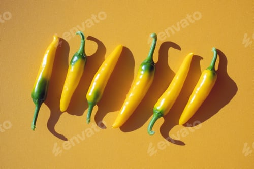 Preview: Yellow hot peppers on yellow background