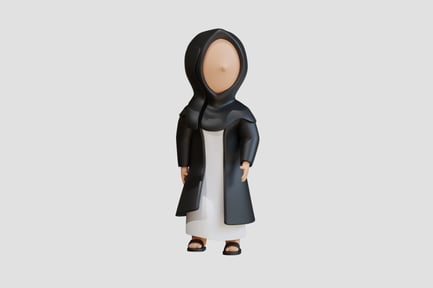 Preview: Muslim Woman 3D Character Standing Still Side
