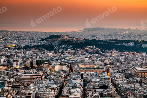 Preview: Scenic panoramic view on Acropolis in Athens, Greece at sunset.