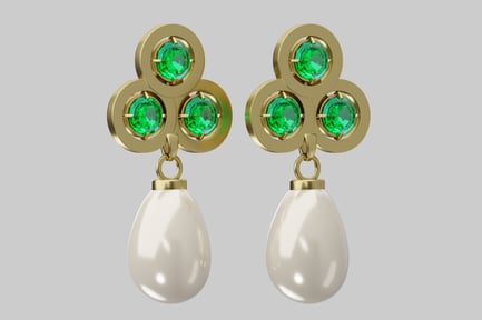 Preview: Emerald and pearl drop earrings