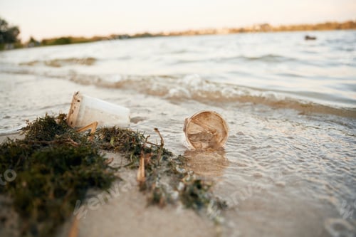 Preview: Trash on the shore, conception of the ecology and Earth day