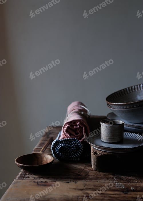 Preview: Vintage kitchenware on table