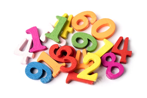 Preview: Math number colorful on white background, education study mathematics learning teach concept.