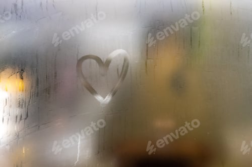 Preview: A heart painted on a misted window.