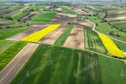 Preview: Colorful Farmland and Scenic Countryside. Aerial Drone view
